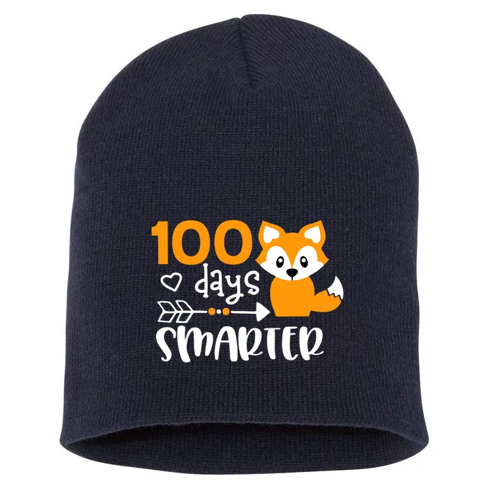 Happy 100 Days Of School Smarter Funny Cute Fox Teacher Short Acrylic Beanie