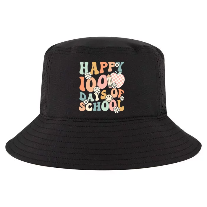 Happy 100th Day Of School Teacher Retro Groovy 100 Days Cool Comfort Performance Bucket Hat