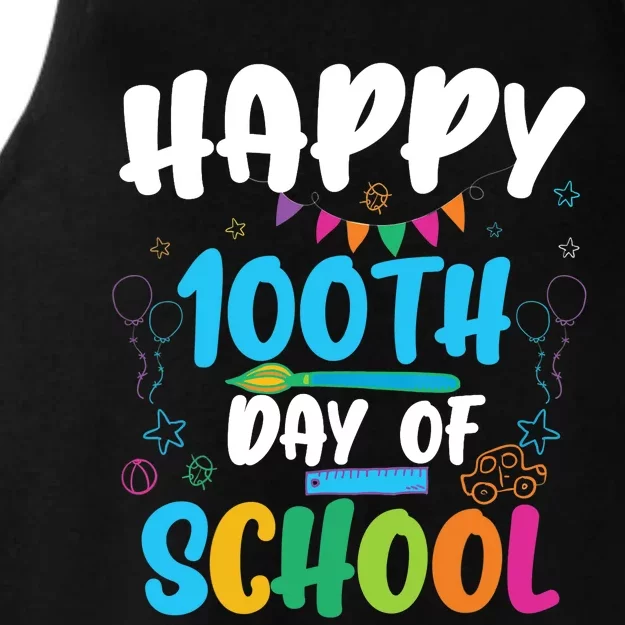 Happy 100th Day Of School For Teacher Or Child Ladies Tri-Blend Wicking Tank