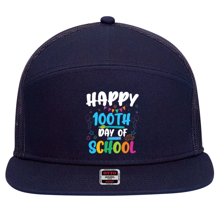 Happy 100th Day Of School For Teacher Or Child 7 Panel Mesh Trucker Snapback Hat