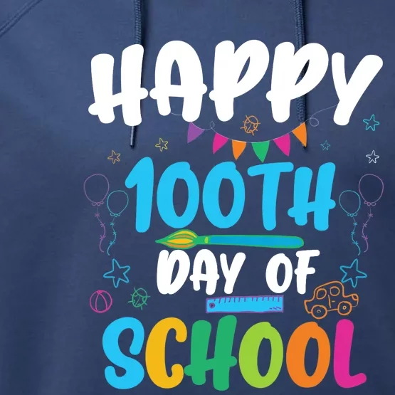 Happy 100th Day Of School For Teacher Or Child Performance Fleece Hoodie