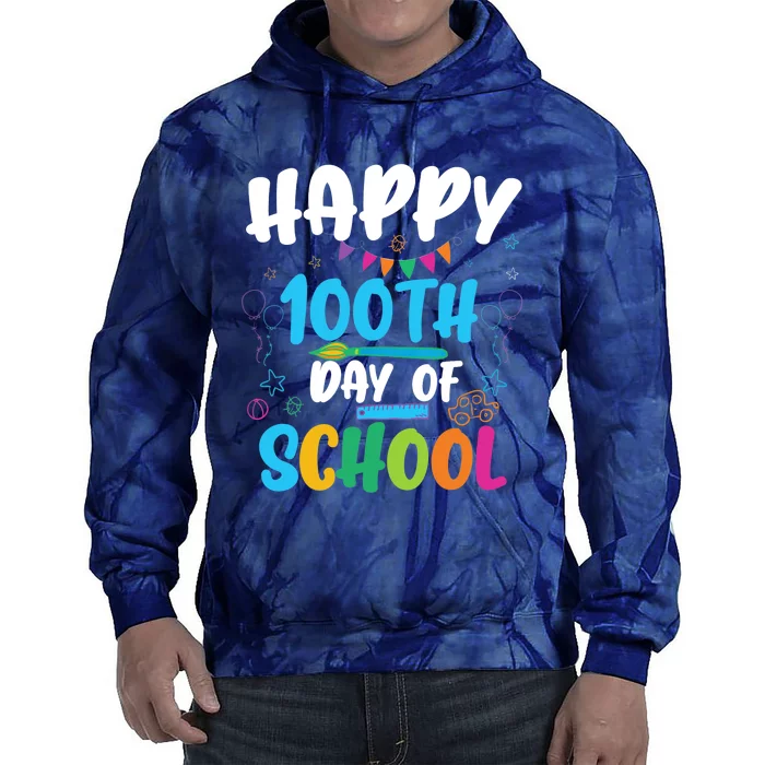 Happy 100th Day Of School For Teacher Or Child Tie Dye Hoodie