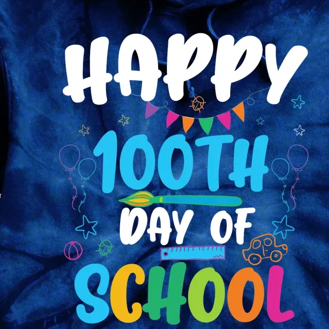 Happy 100th Day Of School For Teacher Or Child Tie Dye Hoodie