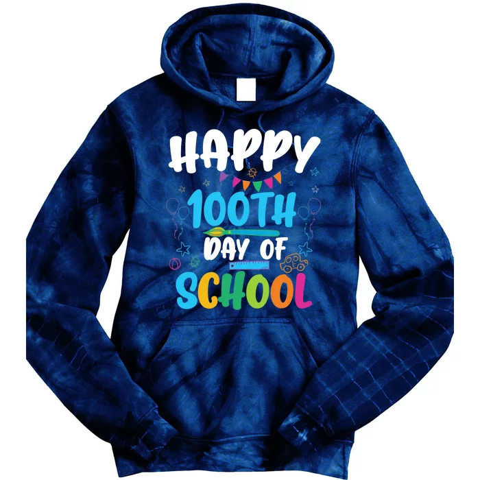 Happy 100th Day Of School For Teacher Or Child Tie Dye Hoodie