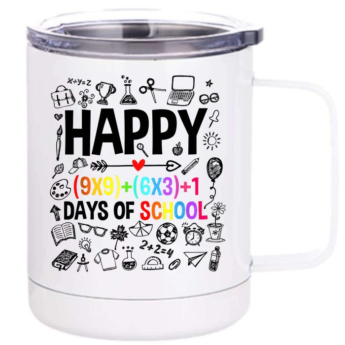 Happy 100 Days Of School Math Formula Front & Back 12oz Stainless Steel Tumbler Cup