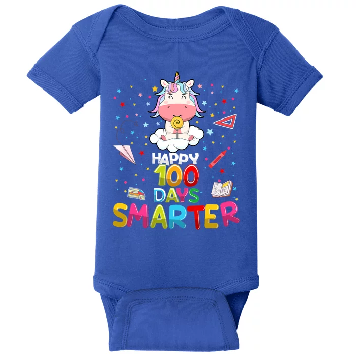 Happy 100 Days Smarter Gift Cute Unicorn Gift Cute Gift Baby Bodysuit