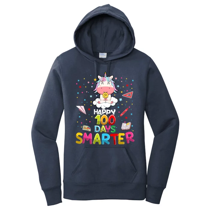 Happy 100 Days Smarter Gift Cute Unicorn Gift Cute Gift Women's Pullover Hoodie