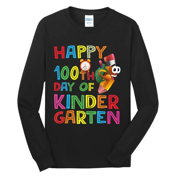 Happy 100 Days Kindergarten School Teacher Student 100th Day Tall Long Sleeve T-Shirt