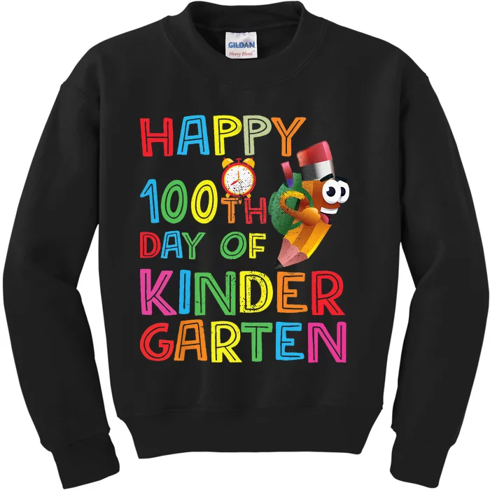 Happy 100 Days Kindergarten School Teacher Student 100th Day Kids Sweatshirt