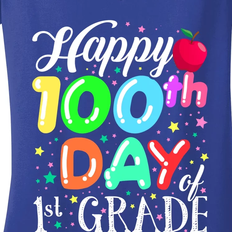 Happy 100Th Day Of First Grade Teacher Or Gift Women's V-Neck T-Shirt