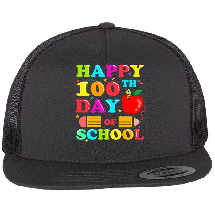 Happy 100th Days Of School Celebration Flat Bill Trucker Hat