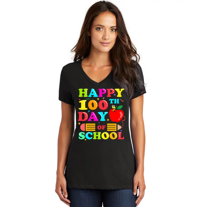 Happy 100th Days Of School Celebration Women's V-Neck T-Shirt