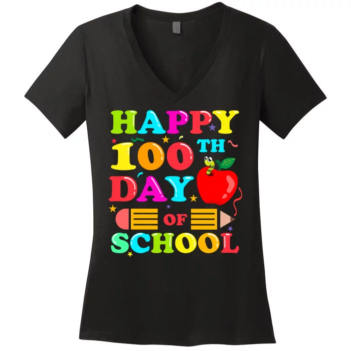 Happy 100th Days Of School Celebration Women's V-Neck T-Shirt