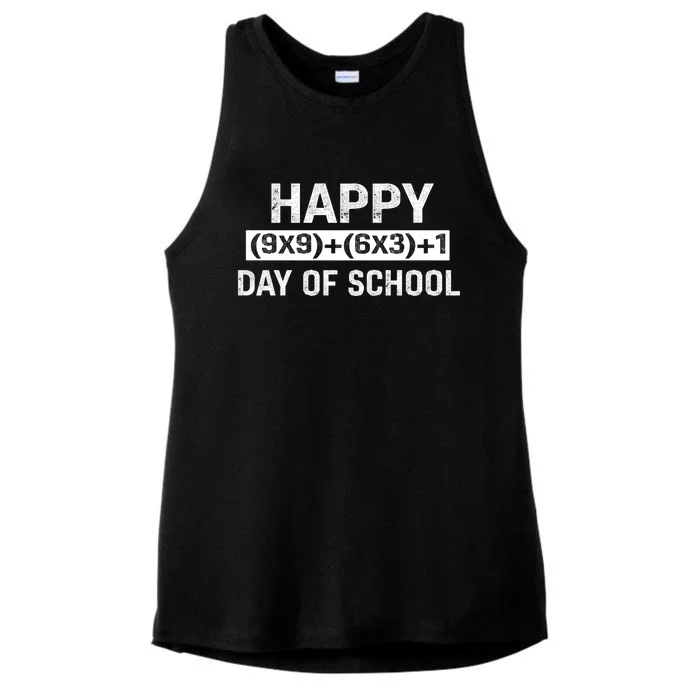 Happy 100 Day Of School Funny Math Formula 100 Days Student Gift Ladies Tri-Blend Wicking Tank