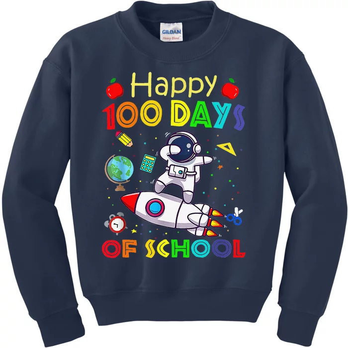 Happy 100 Days Of School Astronaut Outer Space Child Kids Sweatshirt