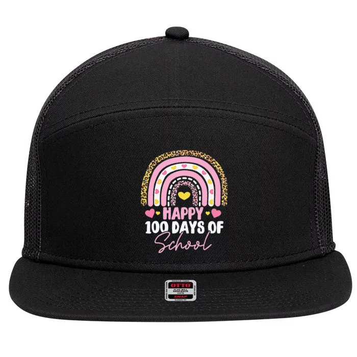 Happy 100th Day Of School Teacher 100 Days Rainbow Gift 7 Panel Mesh Trucker Snapback Hat