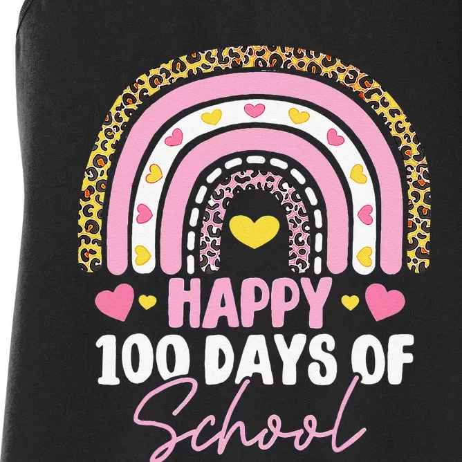 Happy 100th Day Of School Teacher 100 Days Rainbow Gift Women's Racerback Tank