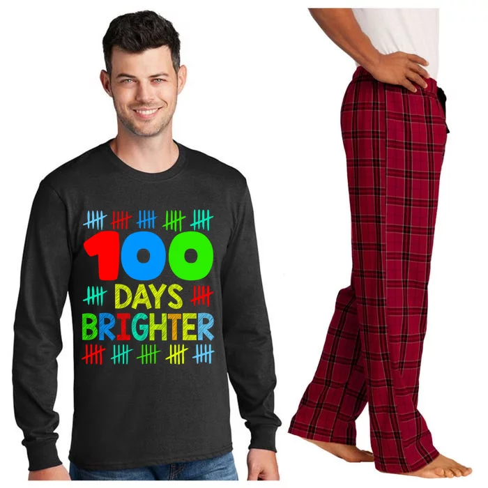 Happy 100 Days Brighter 100 Days Of School Teacher Student Gift Long Sleeve Pajama Set