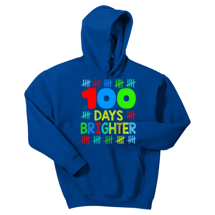 Happy 100 Days Brighter 100 Days Of School Teacher Student Gift Kids Hoodie