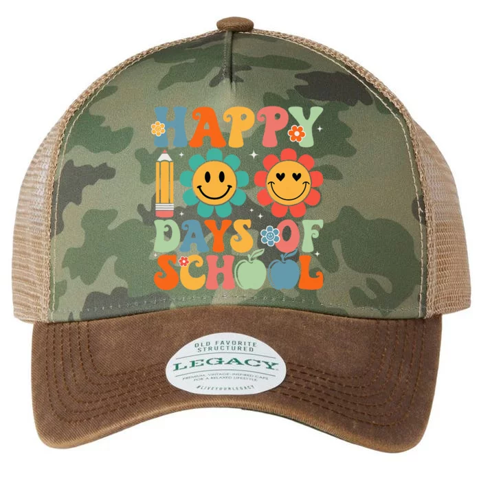 Happy 100th Day Of School Teacher Retro Groovy 100 Days Legacy Tie Dye Trucker Hat