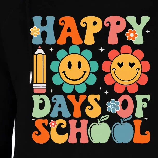 Happy 100th Day Of School Teacher Retro Groovy 100 Days Womens Funnel Neck Pullover Hood