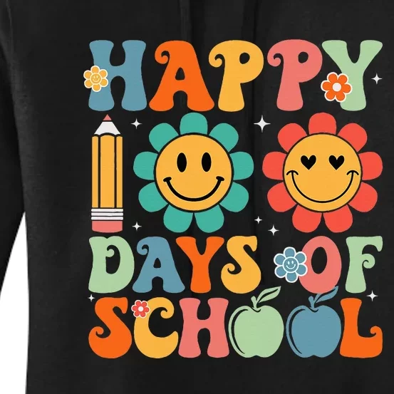 Happy 100th Day Of School Teacher Retro Groovy 100 Days Women's Pullover Hoodie