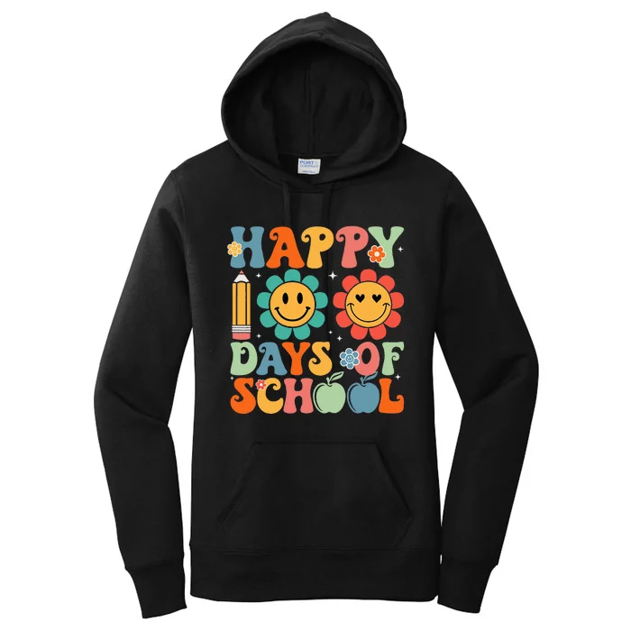 Happy 100th Day Of School Teacher Retro Groovy 100 Days Women's Pullover Hoodie