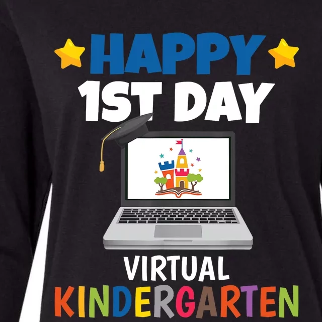 Happy 1st Day Virtual Kindergarten Womens Cotton Relaxed Long Sleeve T-Shirt