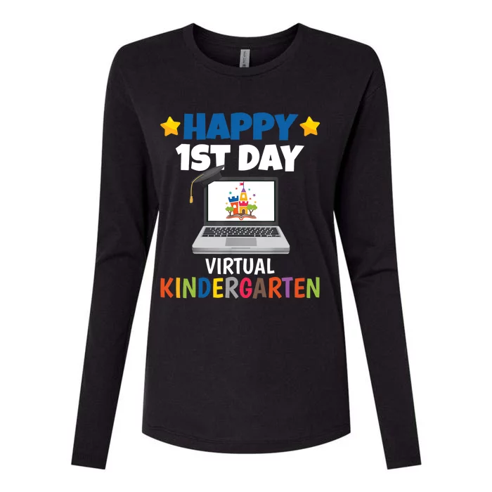 Happy 1st Day Virtual Kindergarten Womens Cotton Relaxed Long Sleeve T-Shirt