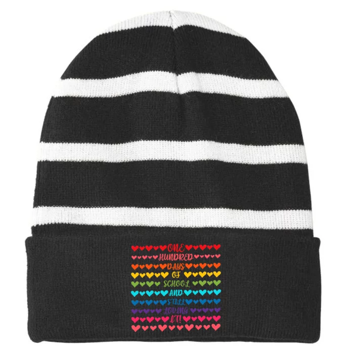 Hearts 100 Days Of School And Still Loving It Striped Beanie with Solid Band