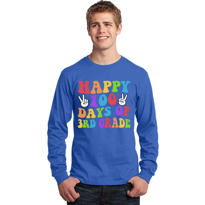 Happy 100 Days Of 3rd Grade 100 Days Of School Smarter Retro Great Gift Tall Long Sleeve T-Shirt