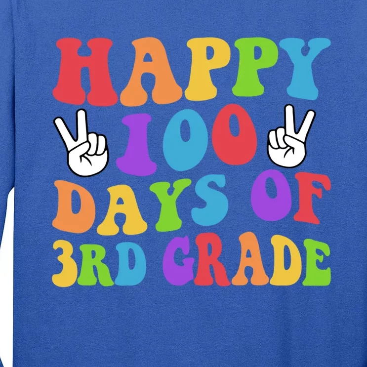 Happy 100 Days Of 3rd Grade 100 Days Of School Smarter Retro Great Gift Tall Long Sleeve T-Shirt