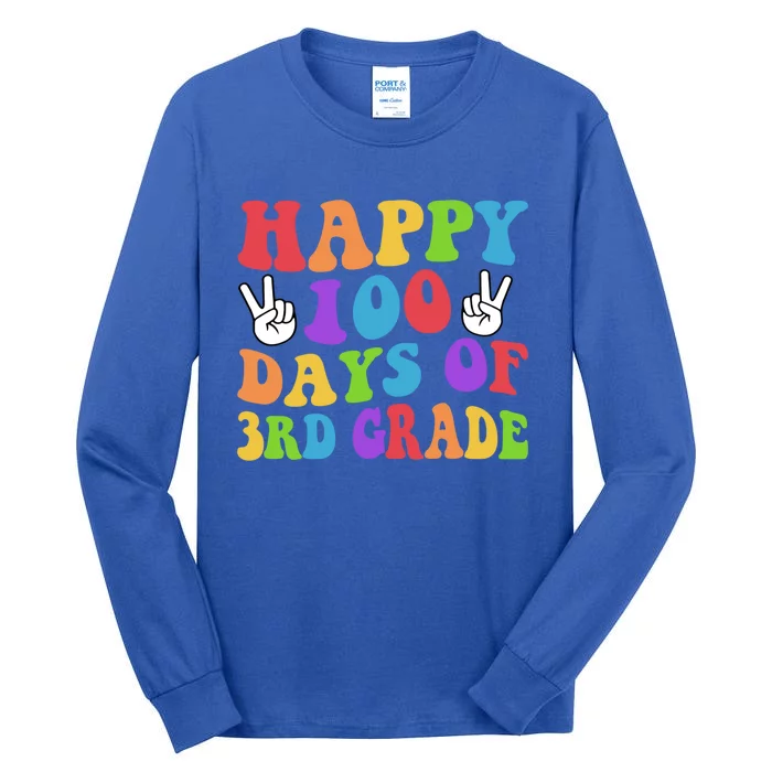 Happy 100 Days Of 3rd Grade 100 Days Of School Smarter Retro Great Gift Tall Long Sleeve T-Shirt