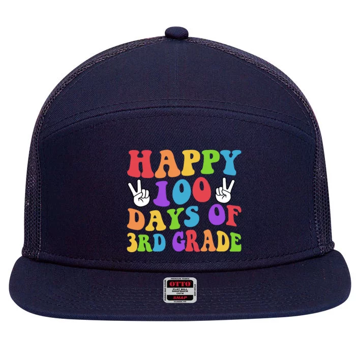 Happy 100 Days Of 3rd Grade 100 Days Of School Smarter Retro Great Gift 7 Panel Mesh Trucker Snapback Hat