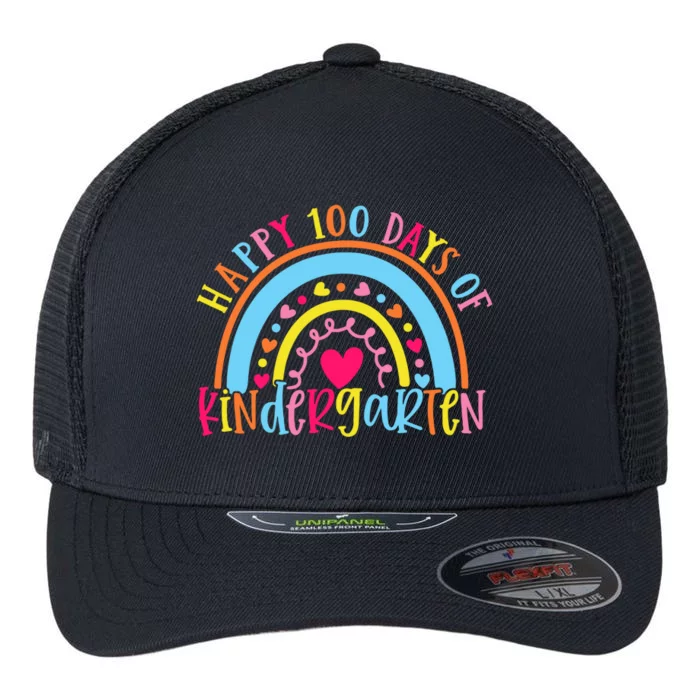 Happy 100 Days Of Kindergarten 100 Day Of School Rainbow Cool Gift Flexfit Unipanel Trucker Cap