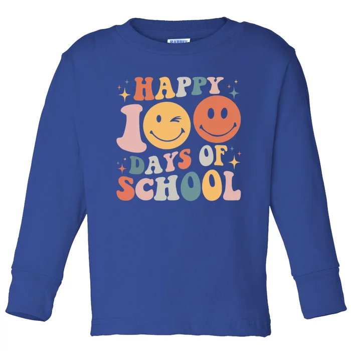 Happy 100 Days Of School Teacher Colorful Happy 100 Days Great Gift Toddler Long Sleeve Shirt