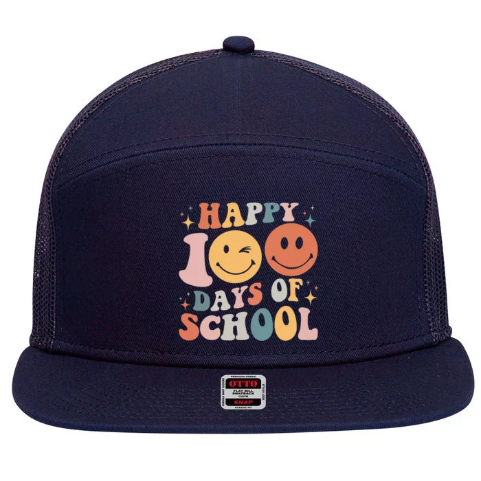 Happy 100 Days Of School Teacher Colorful Happy 100 Days Great Gift 7 Panel Mesh Trucker Snapback Hat