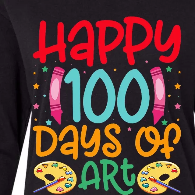 Happy 100 Days Of Art School Teachers Womens Cotton Relaxed Long Sleeve T-Shirt