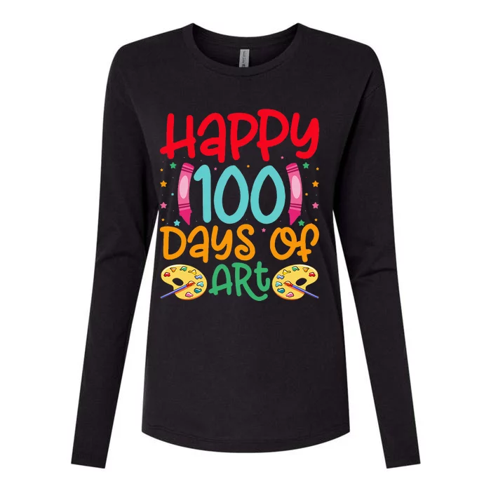 Happy 100 Days Of Art School Teachers Womens Cotton Relaxed Long Sleeve T-Shirt