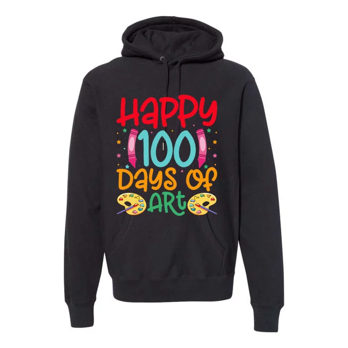 Happy 100 Days Of Art School Teachers Premium Hoodie