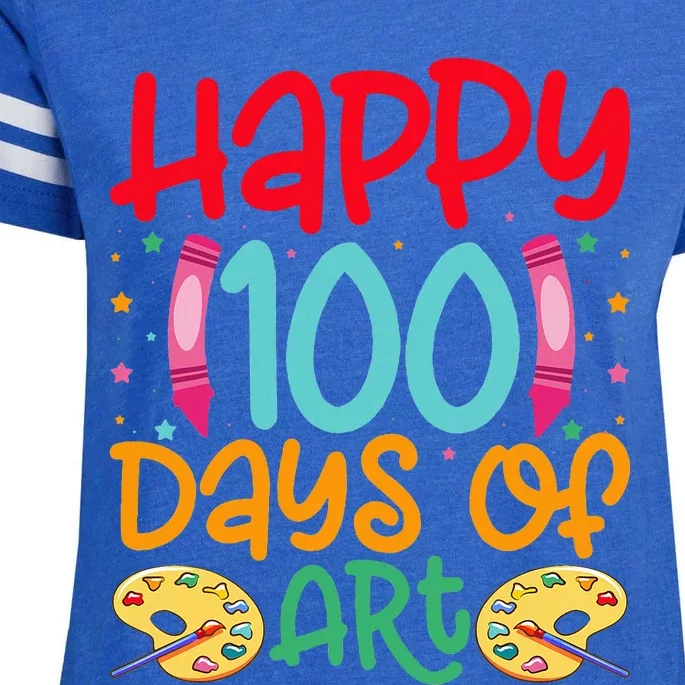 Happy 100 Days Of Art School Teachers Enza Ladies Jersey Football T-Shirt