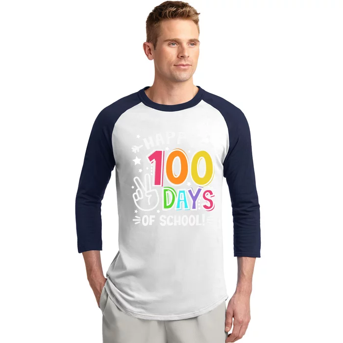 Happy 100 Days Of School 100 Days Brighter Smarter Gift Baseball Sleeve Shirt