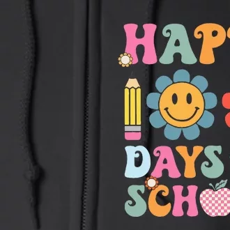 Happy 100th Day Of School Teacher Retro Groovy 100 Days Full Zip Hoodie