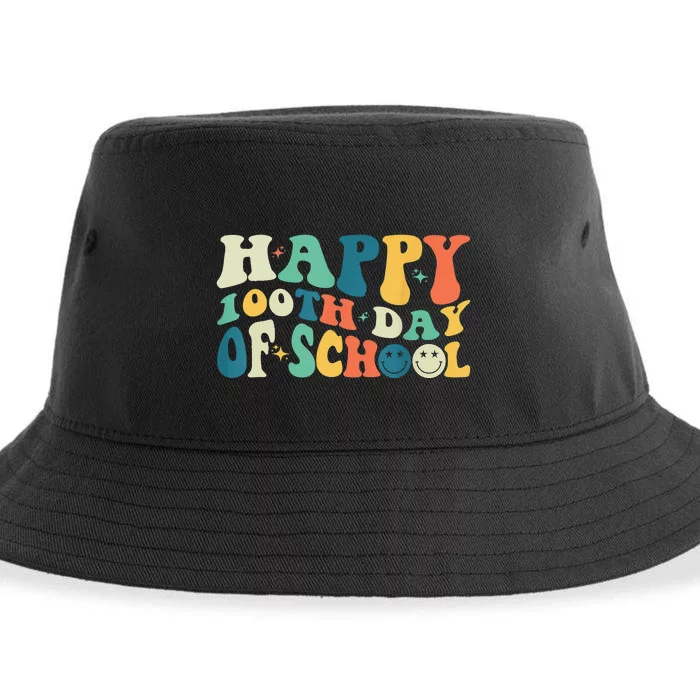 Happy 100 Days of School Retro Groovy Teachers Funny Sustainable Bucket Hat