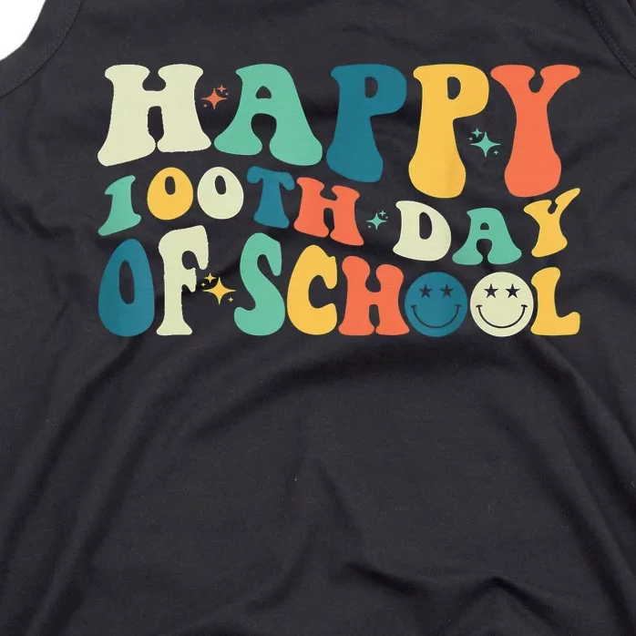 Happy 100 Days of School Retro Groovy Teachers Funny Tank Top