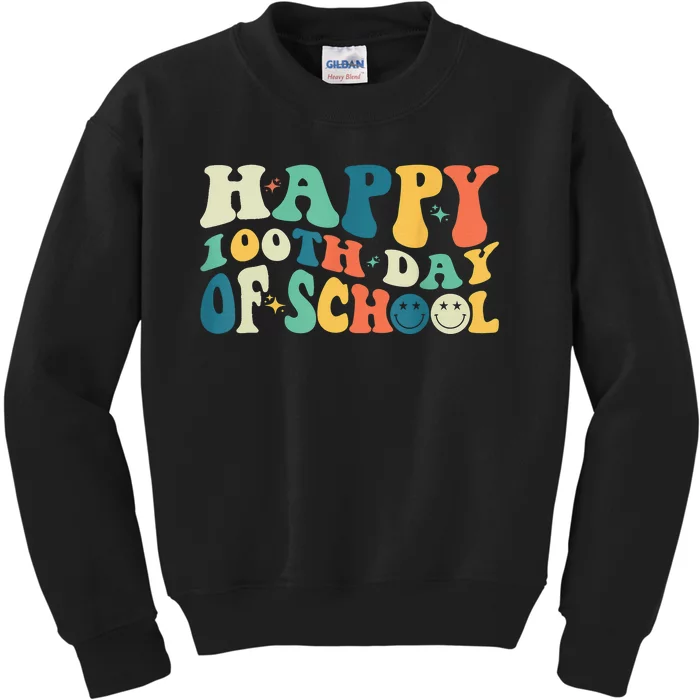 Happy 100 Days of School Retro Groovy Teachers Funny Kids Sweatshirt