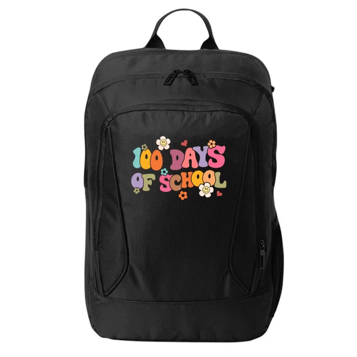 Happy 100 Days Of School 100 Days Smarter Brighter Groovy Gift City Backpack