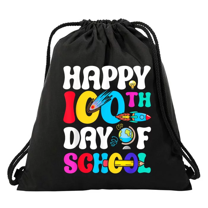 Happy 100th Day Of School 2024 100 Day Of School Drawstring Bag