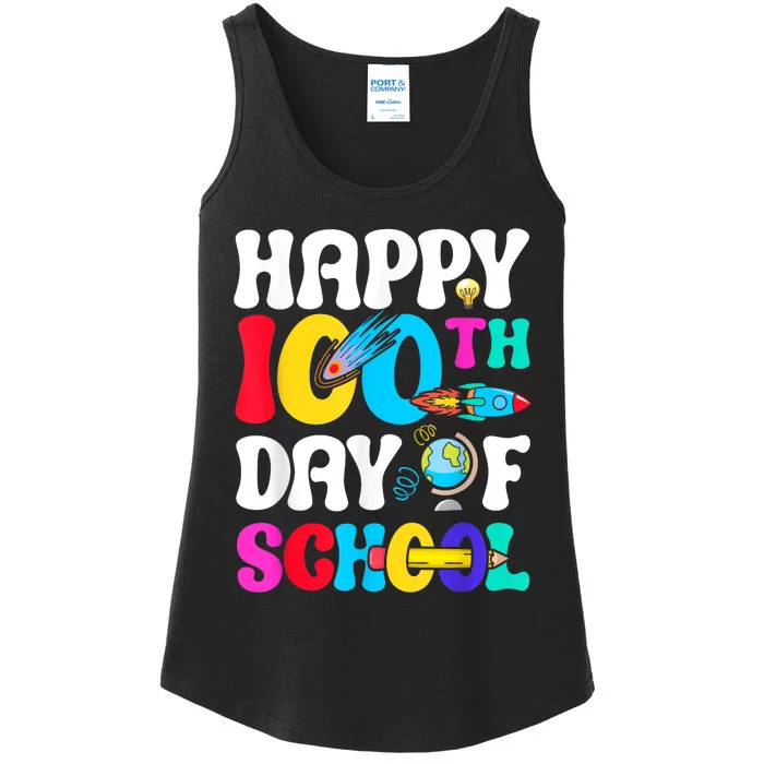 Happy 100th Day Of School 2024 100 Day Of School Ladies Essential Tank