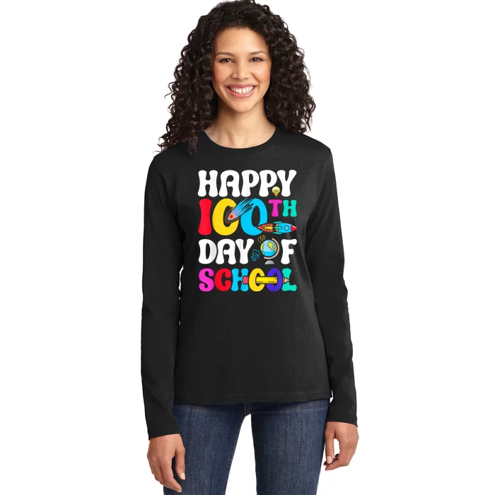 Happy 100th Day Of School 2024 100 Day Of School Ladies Long Sleeve Shirt